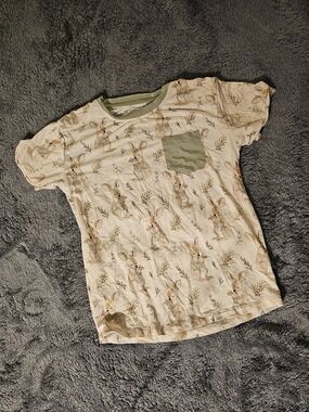 Kids Short-Sleeve Bunny Print Tee with Green Pocket Size 3-4